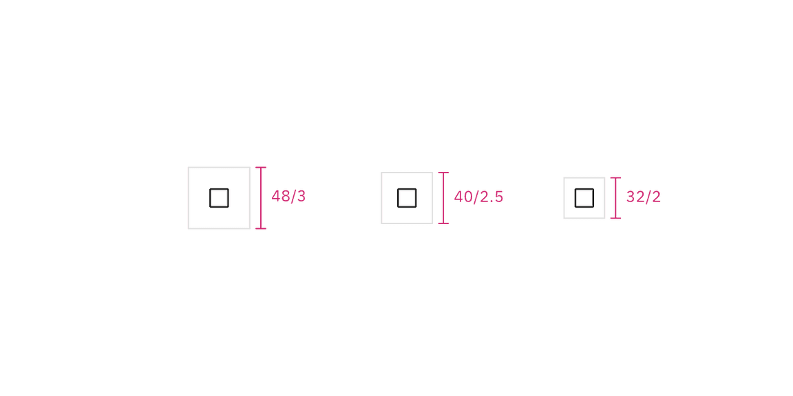 Example of trigger button container height sizes. Example of trigger button container height sizes.