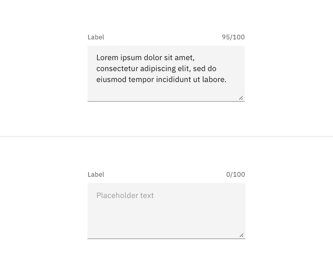 Example of an enabled text area in the default style Example of an enabled text area in the default style