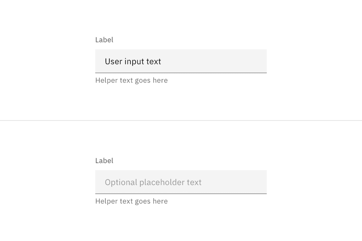 Example of an enabled text input in the default style Example of an enabled text input in the default style