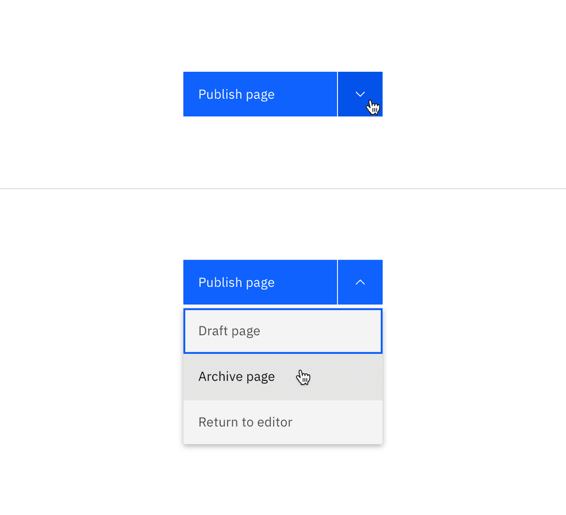 Example of combo button functionality. Example of combo button functionality.