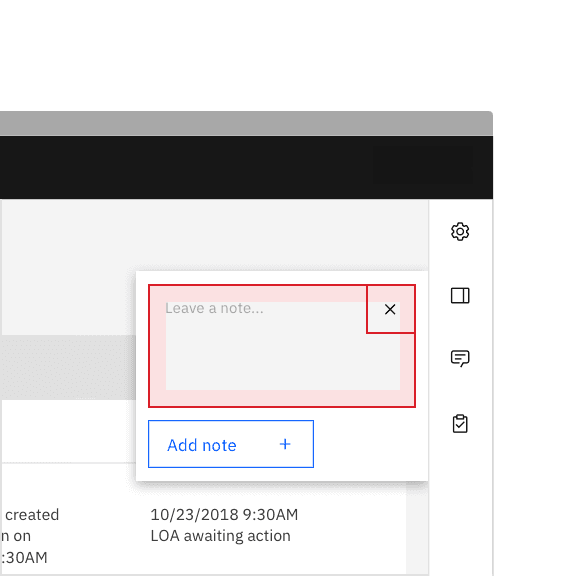 Do not place a close icon inline with interactive elements. Do not place a close icon inline with interactive elements.