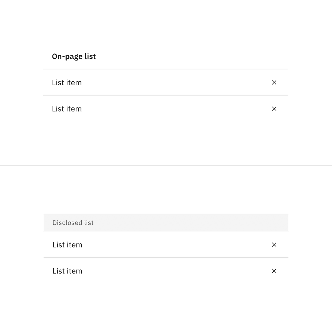Enabled states for contained list variants Enabled states for contained list variants