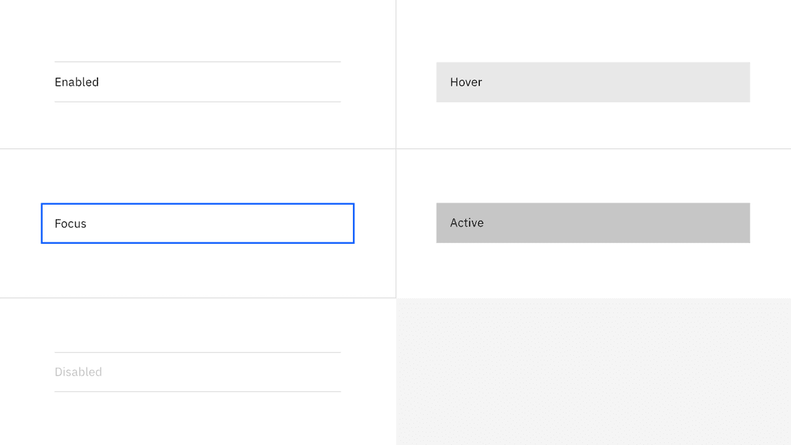 Interactive states for contained list item rows Interactive states for contained list item rows