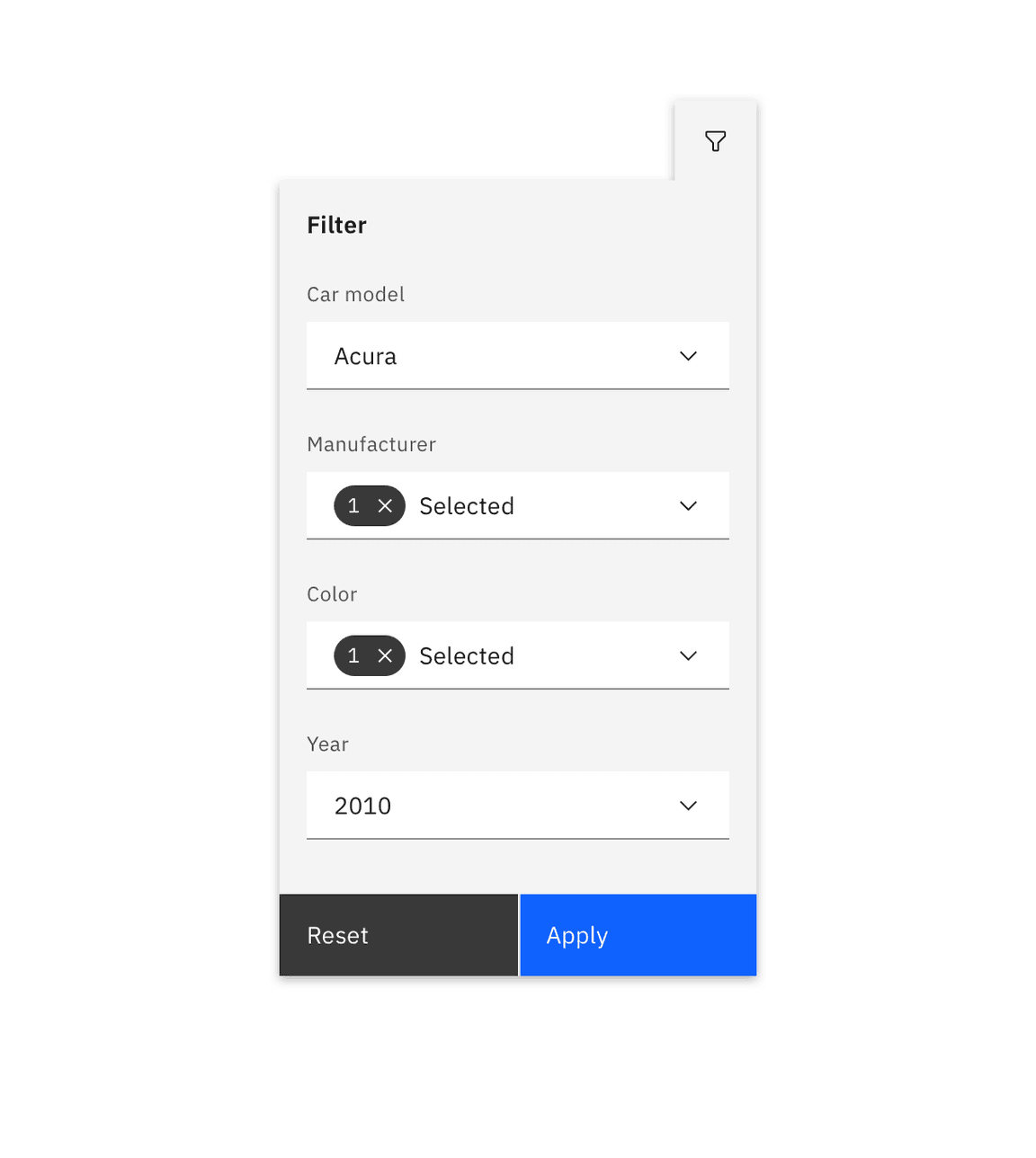 Example of a filter menu structure. Example of a filter menu structure.